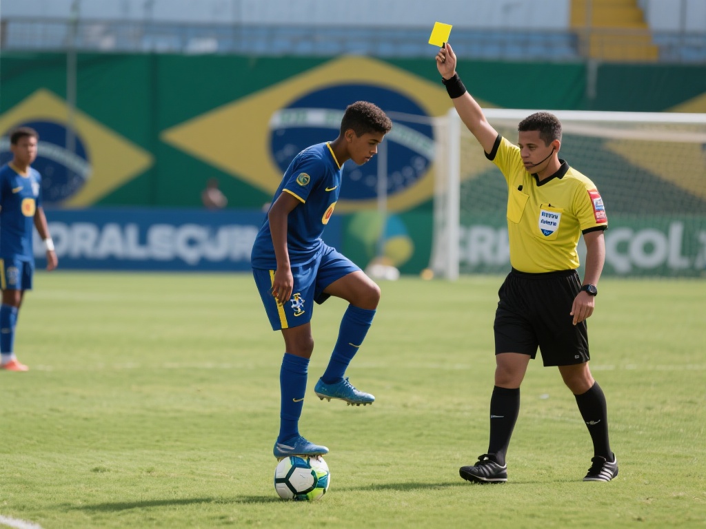 “绝不容忍!巴西U17球员球上站立,裁判果断黄牌制止” 在足球比赛中,公平与规则始终是比赛的核心